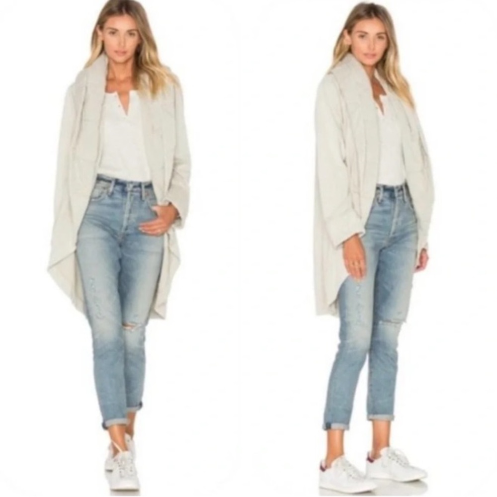 Young Fabulous & Broke Sandrine Quilted Cocoon Jacket/Cardigan in Cream